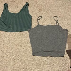 (2 PACK) Green and Grey Crop Top